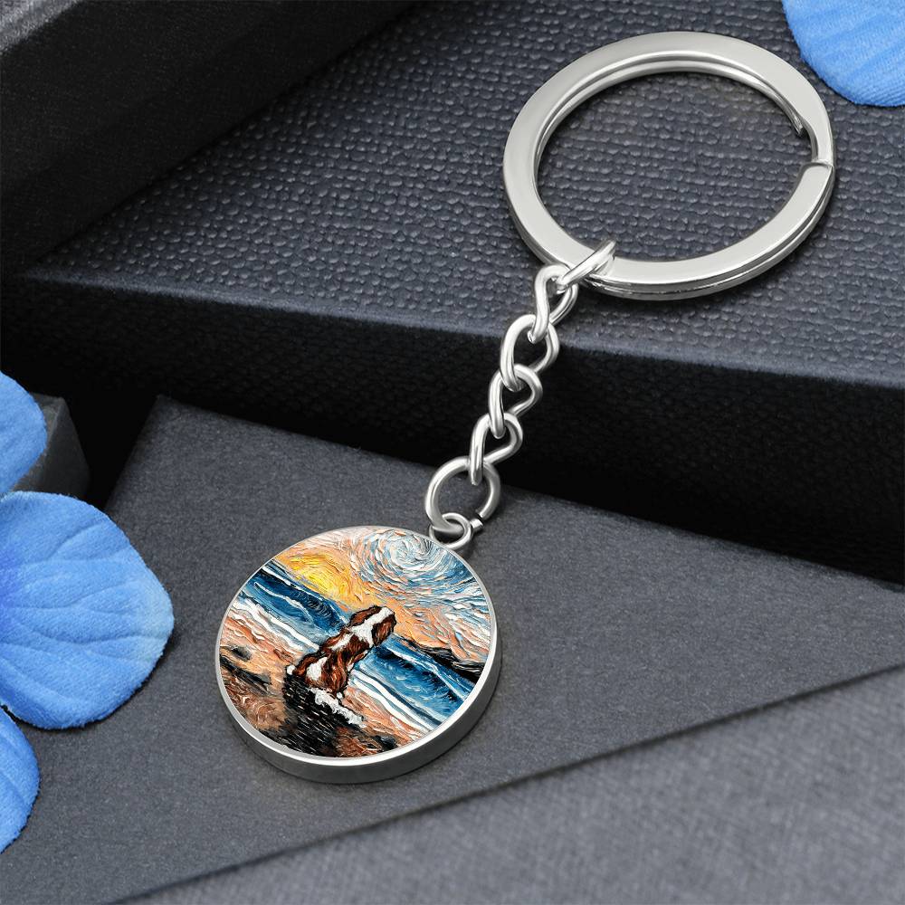 Beach Days - Blenheim Spaniel Round Keychain
