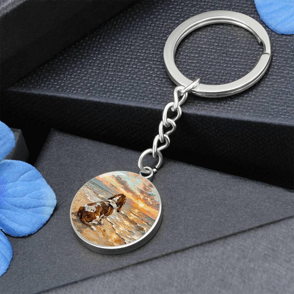 Beach Days - Basset Hound Round Keychain