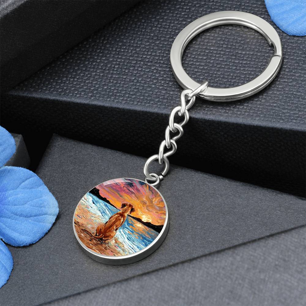 Beach Night - Rhodesian Ridgeback Round Keychain