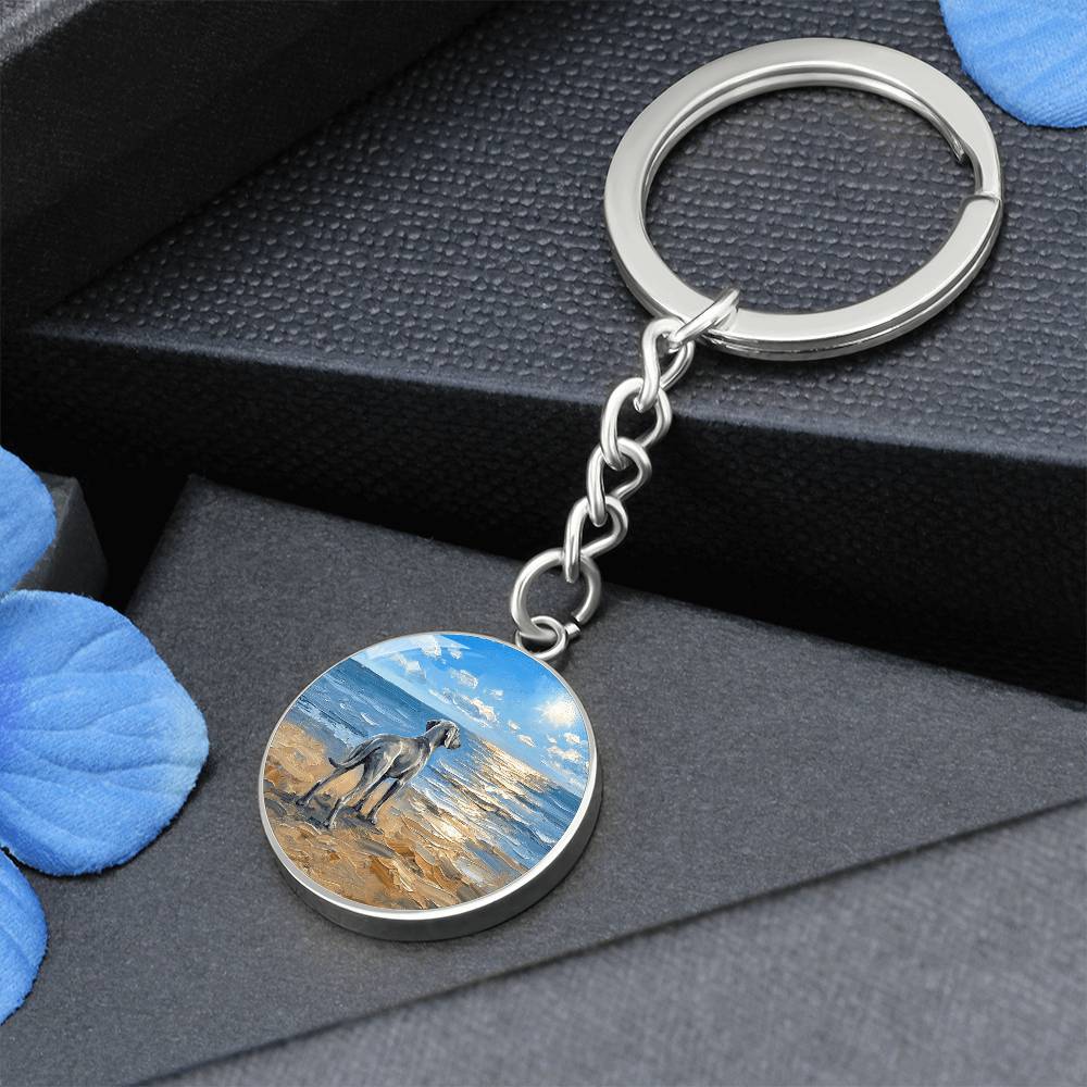 Beach Day - Weimaraner Round Keychain