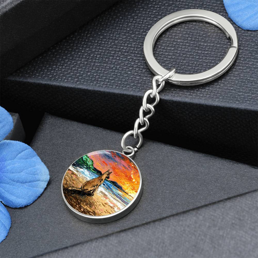 Beach Days - Belgian Malinois Round Keychain