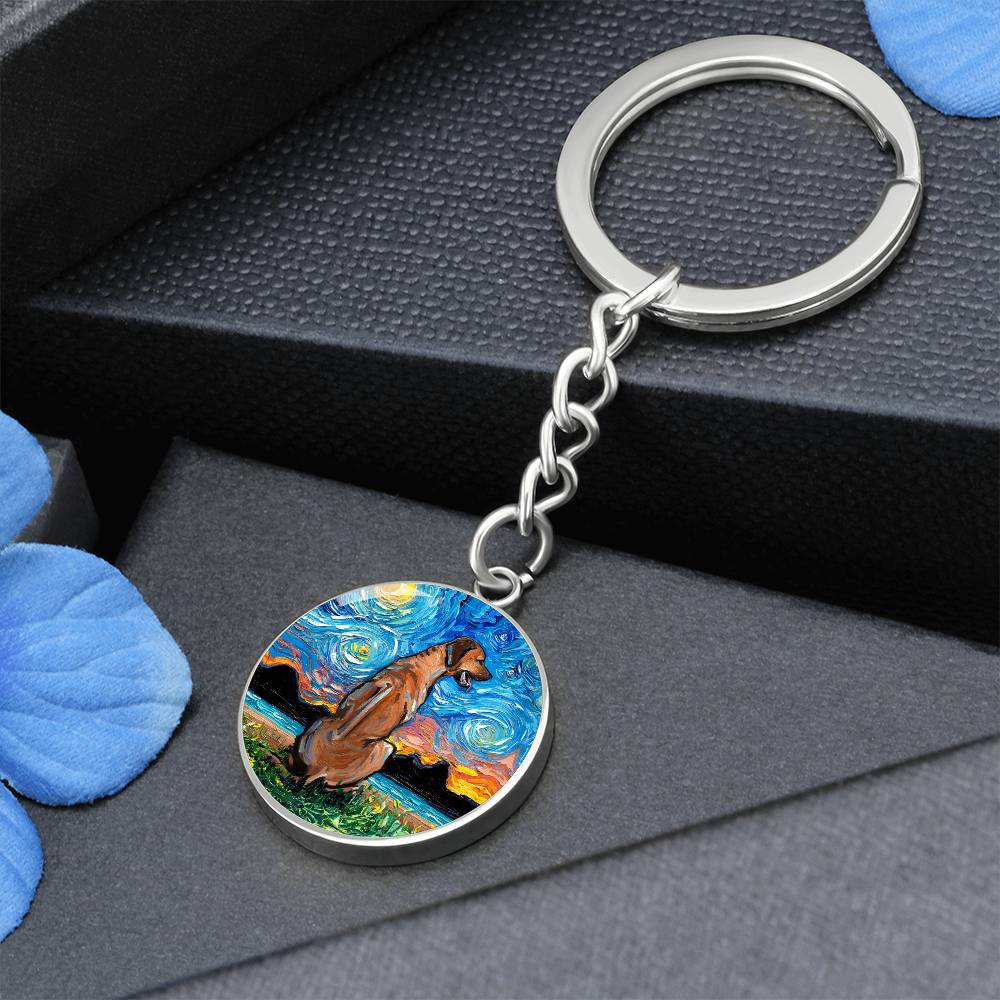 Rhodesian Ridgeback Starry Night Round Keychain