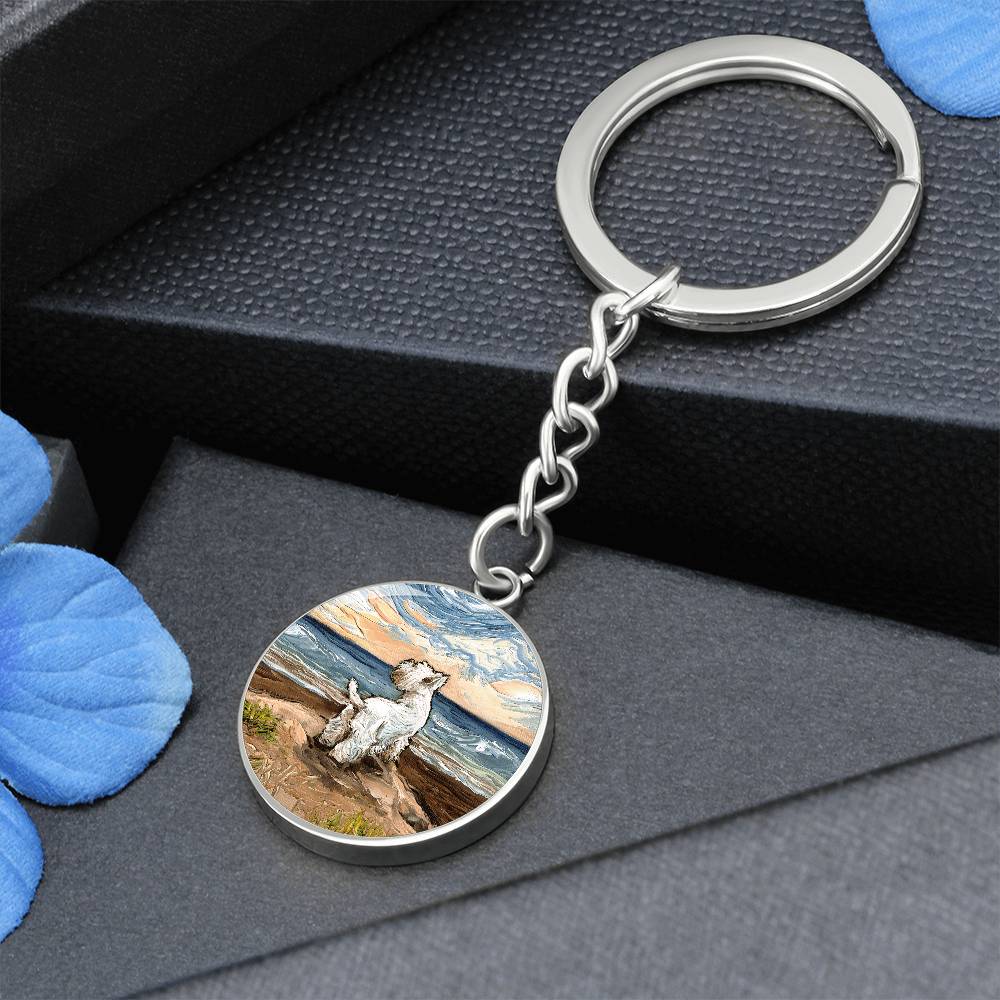 Beach Days - Westie Round Keychain