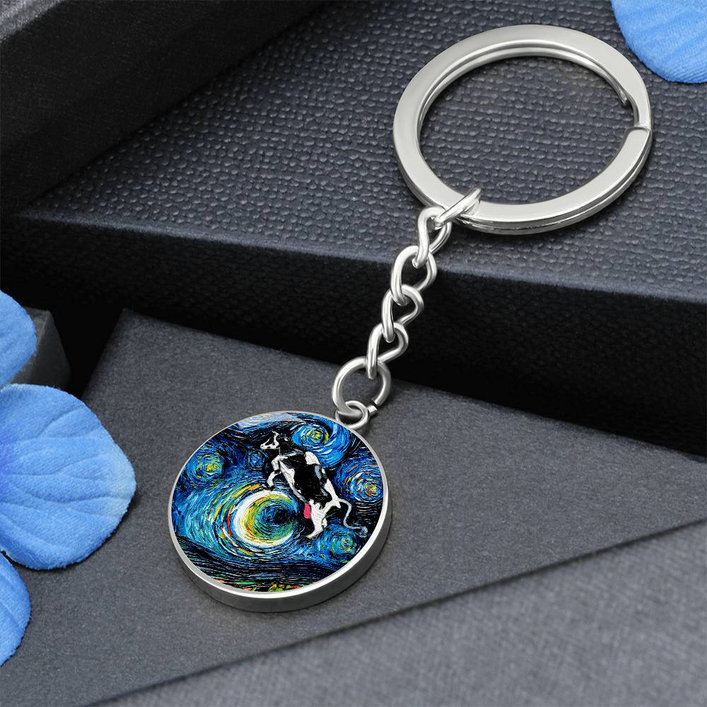 The Cow Jumped Over The Moon Round Keychain