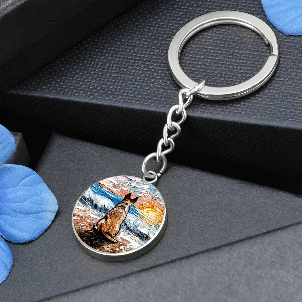 Beach Days - Red Heeler Round Keychain