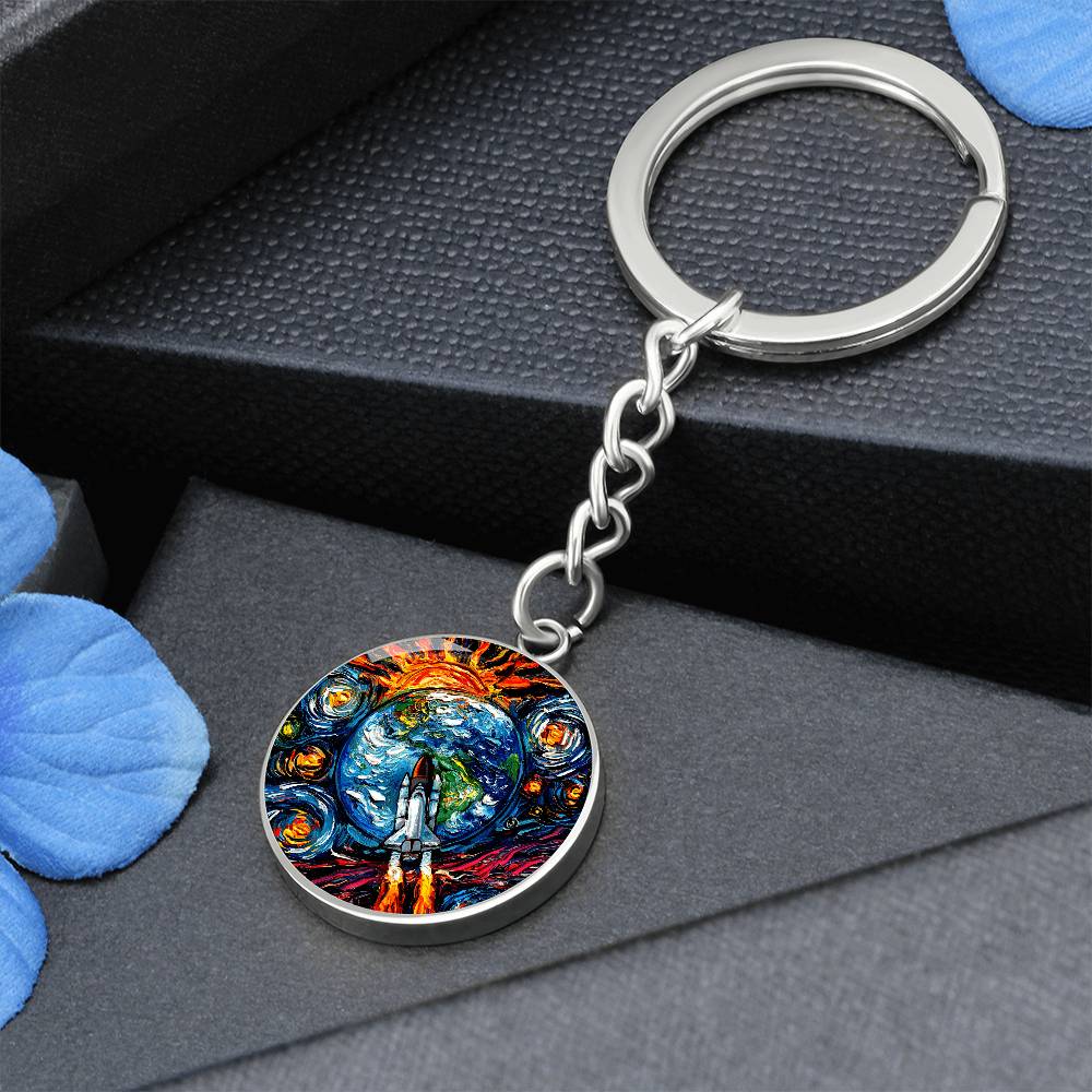 Beyond the Horizon Starry Night Round Keychain