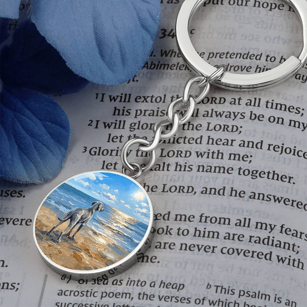 Beach Day - Weimaraner Round Keychain