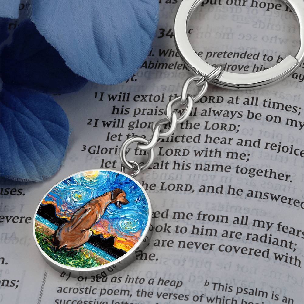 Rhodesian Ridgeback Starry Night Round Keychain