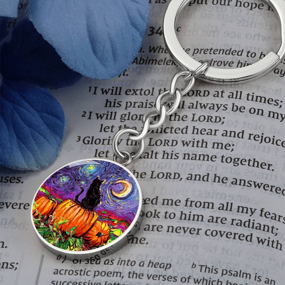 Starry Hallow's Eve Round Keychain