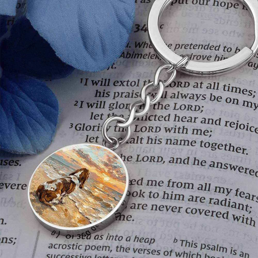 Beach Days - Basset Hound Round Keychain