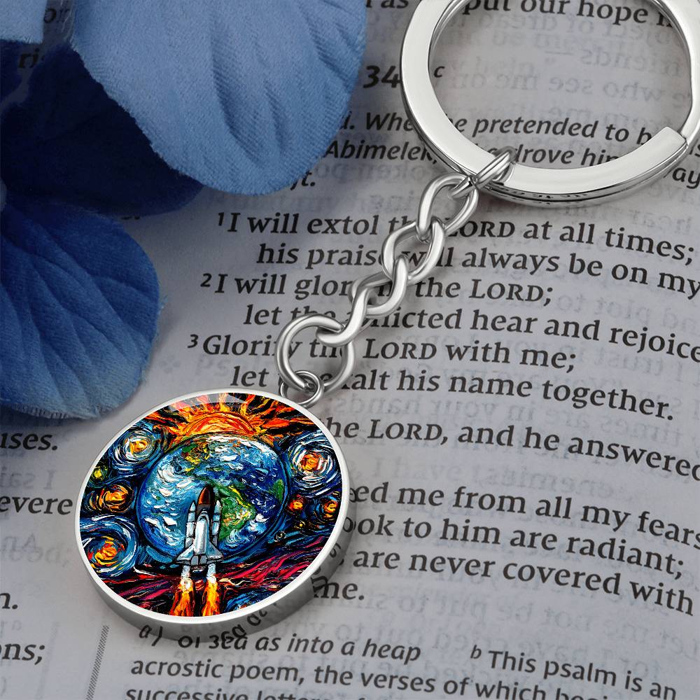 Beyond the Horizon Starry Night Round Keychain