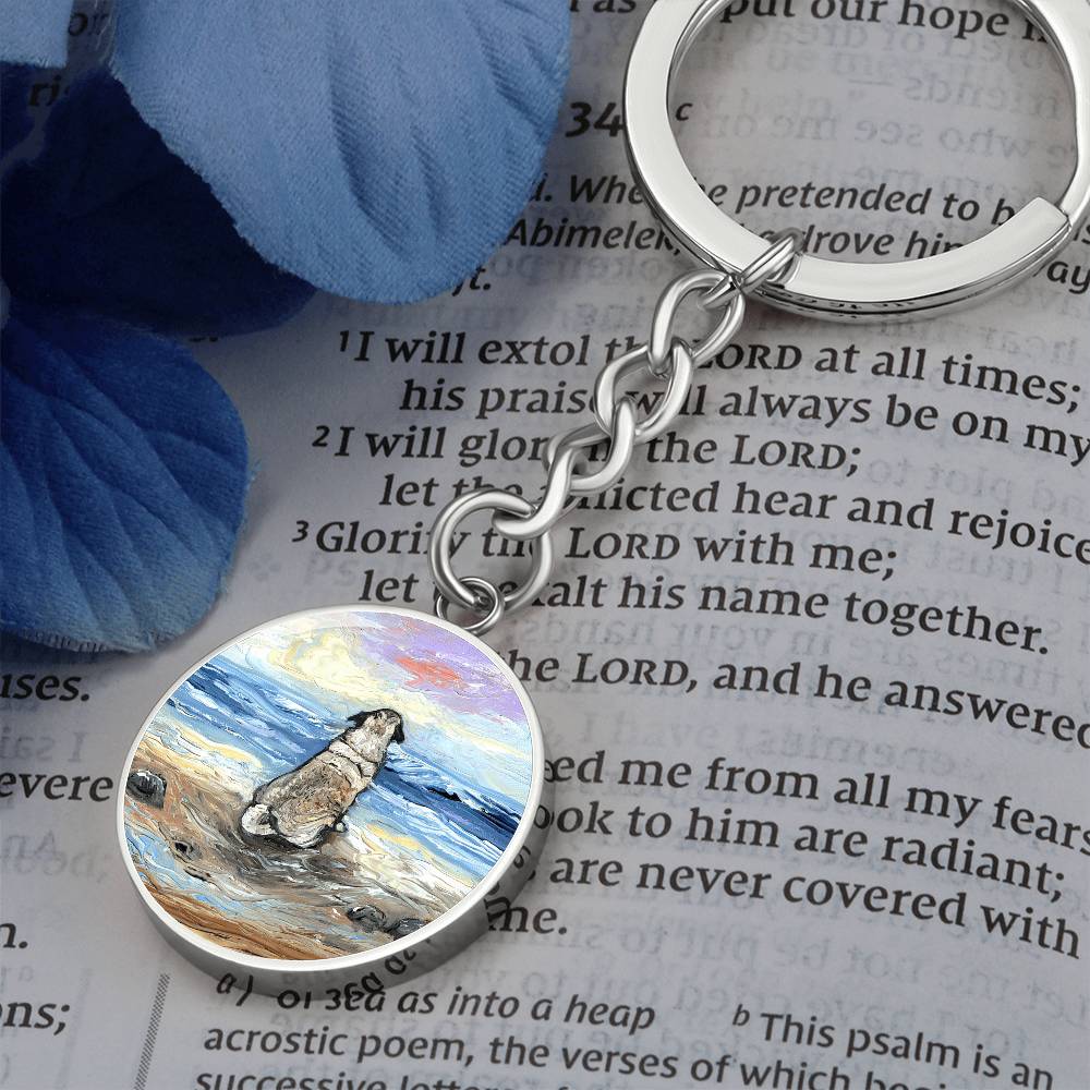 Beach Days - Pug Round Keychain