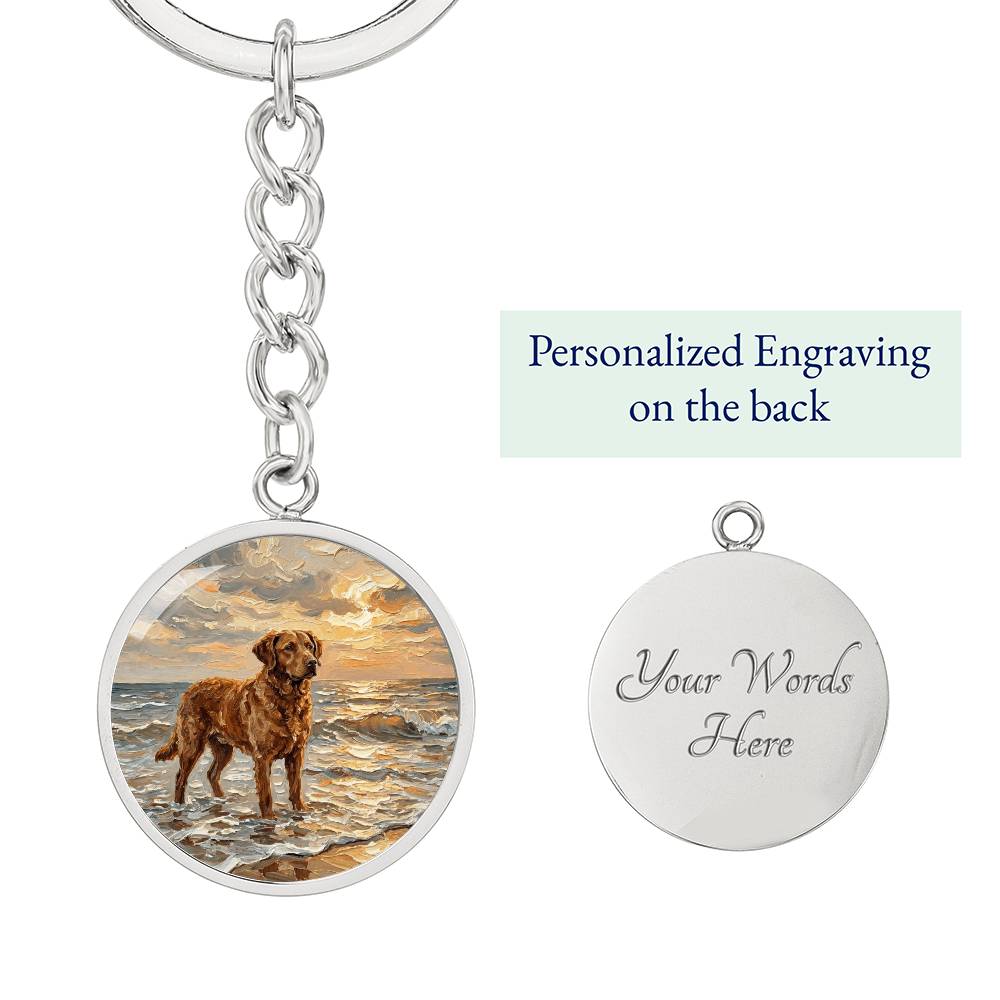 Beach Day - Chesapeake Bay Retriever Round Keychain