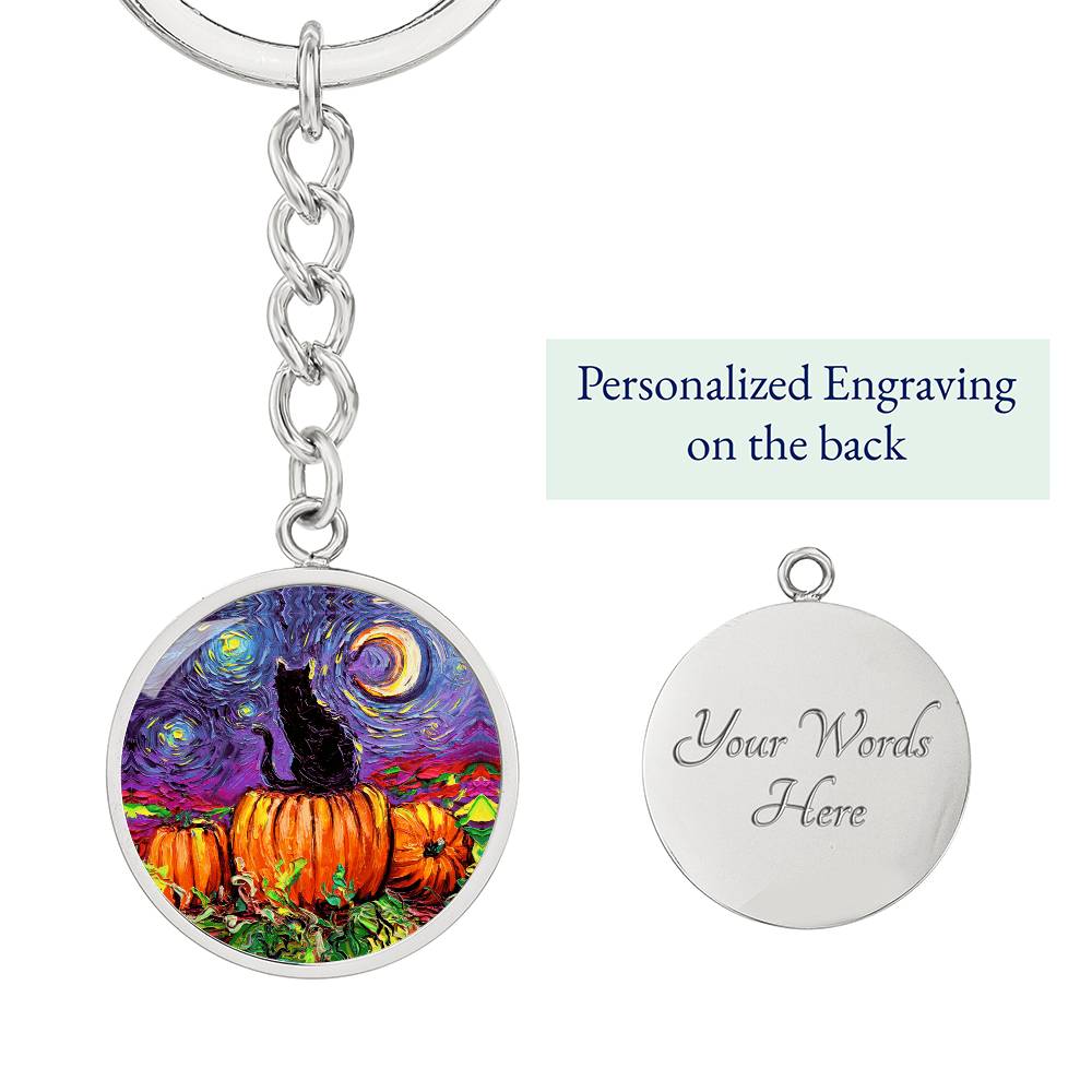 Starry Hallow's Eve Round Keychain