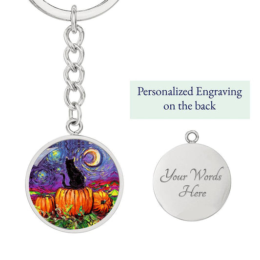 Starry Hallow's Eve Round Keychain