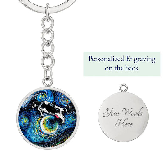 The Cow Jumped Over The Moon Round Keychain