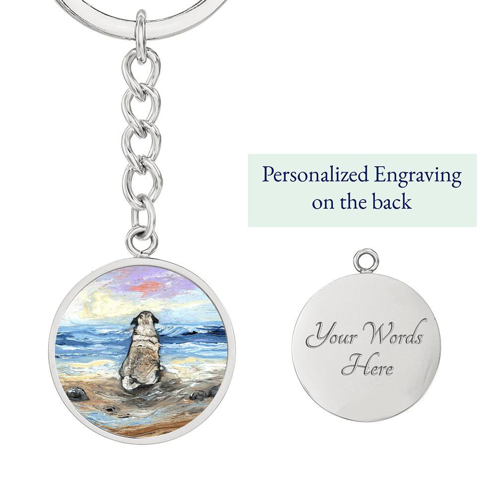 Beach Days - Pug Round Keychain