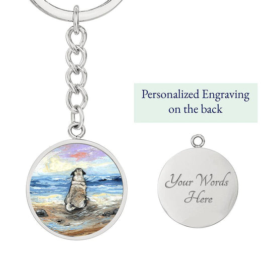 Beach Days - Pug Round Keychain