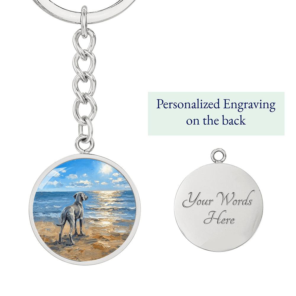 Beach Day - Weimaraner Round Keychain