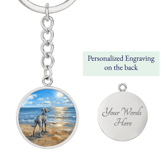 Beach Day - Weimaraner Round Keychain