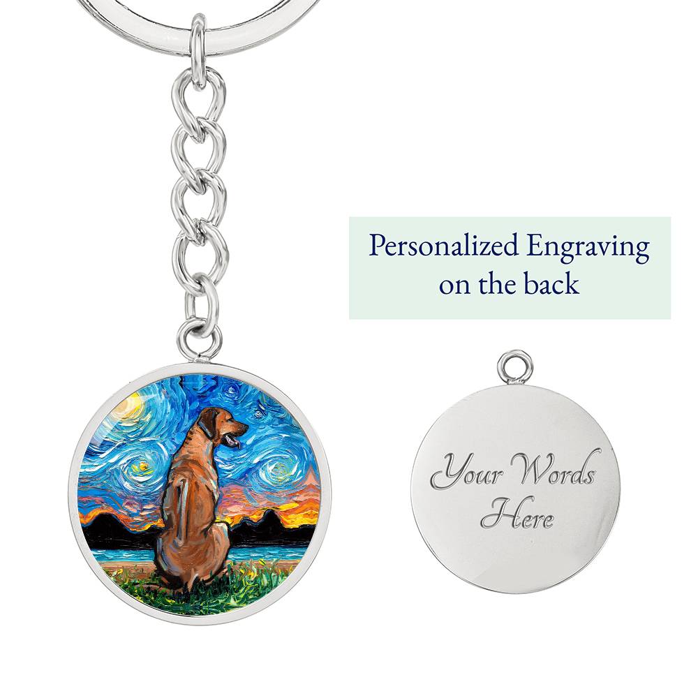 Rhodesian Ridgeback Starry Night Round Keychain