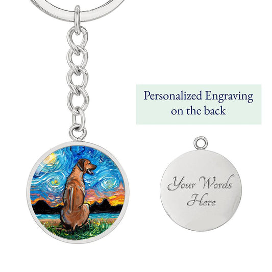 Rhodesian Ridgeback Starry Night Round Keychain