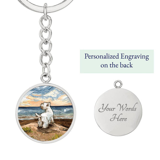 Beach Days - Westie Round Keychain