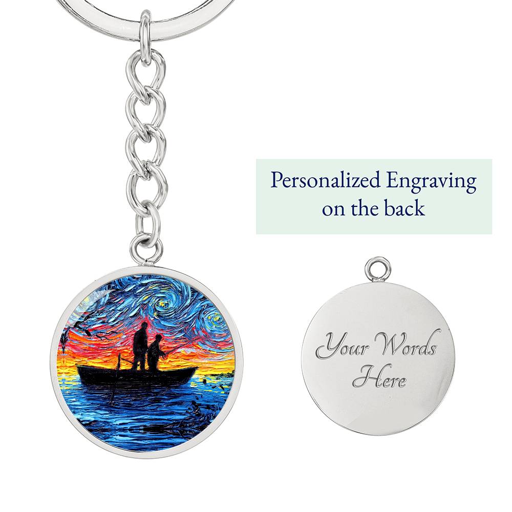 The Fishing Trip Starry Night Round Keychain