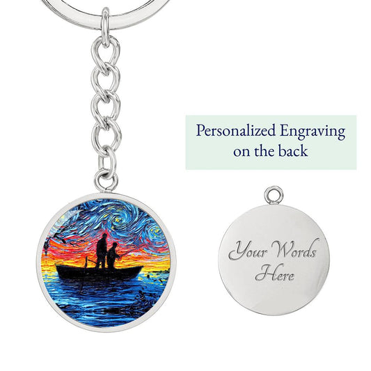 The Fishing Trip Starry Night Round Keychain