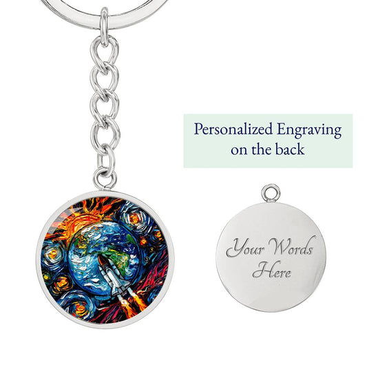 Beyond the Horizon Starry Night Round Keychain