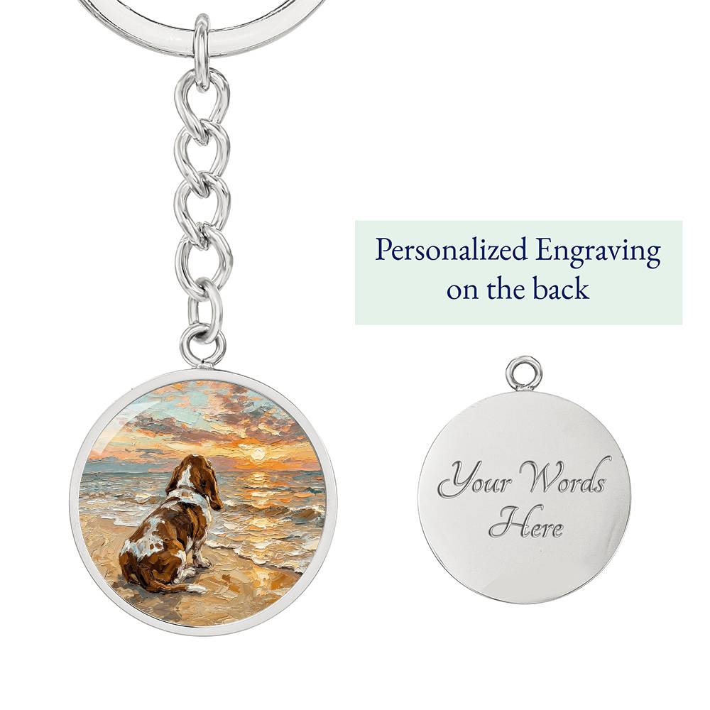 Beach Days - Basset Hound Round Keychain