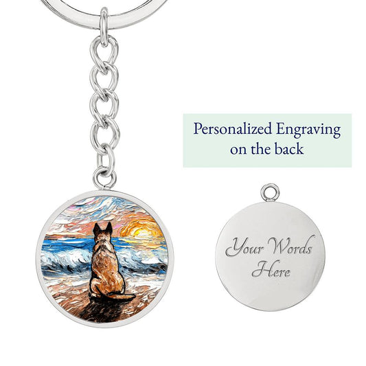 Beach Days - Red Heeler Round Keychain