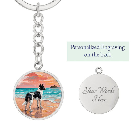 Beach Day - Canaan Dog Round Keychain
