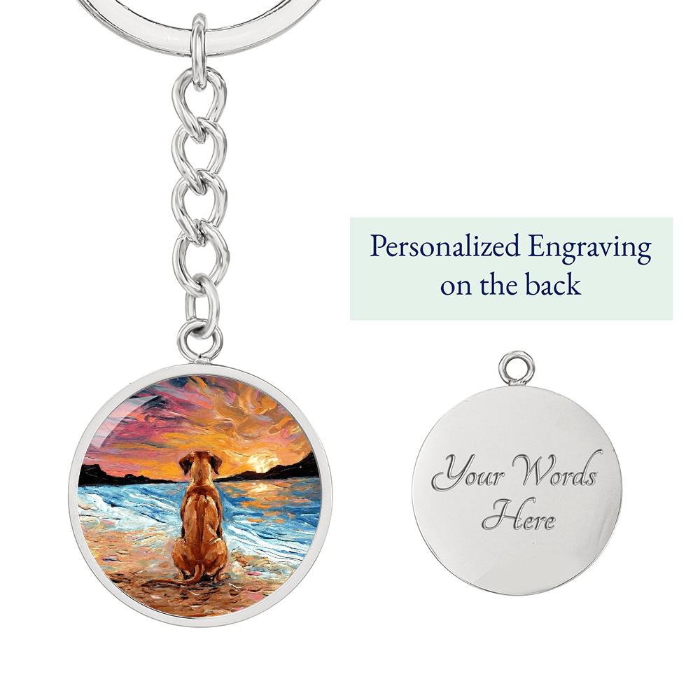 Beach Night - Rhodesian Ridgeback Round Keychain