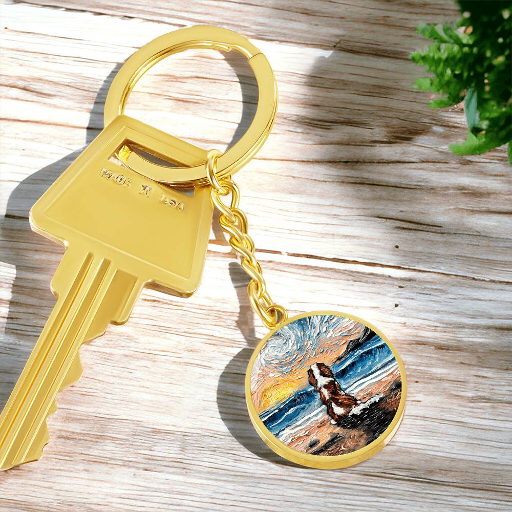 Beach Days - Blenheim Spaniel Round Keychain