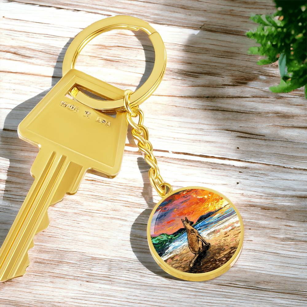 Beach Days - Belgian Malinois Round Keychain