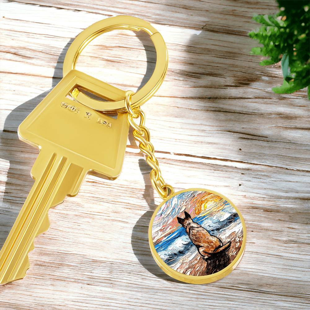 Beach Days - Red Heeler Round Keychain
