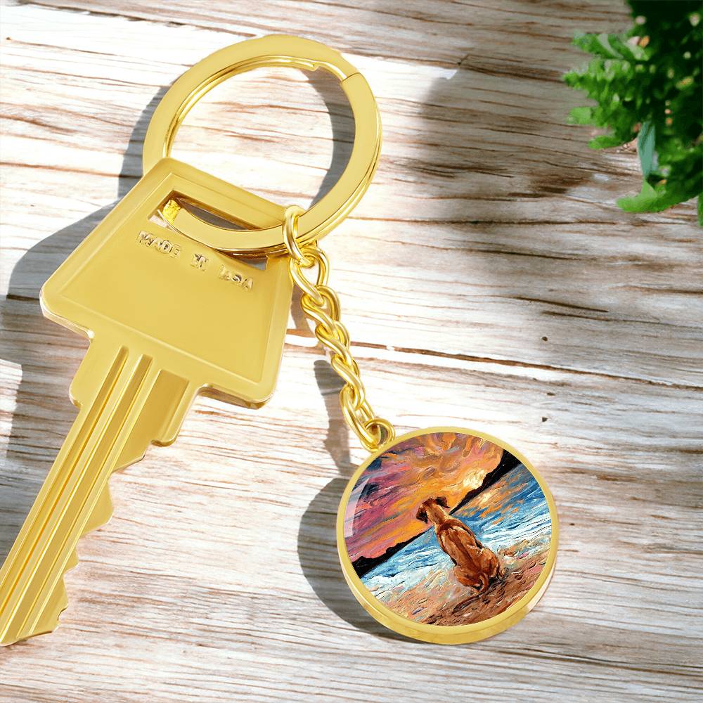 Beach Night - Rhodesian Ridgeback Round Keychain