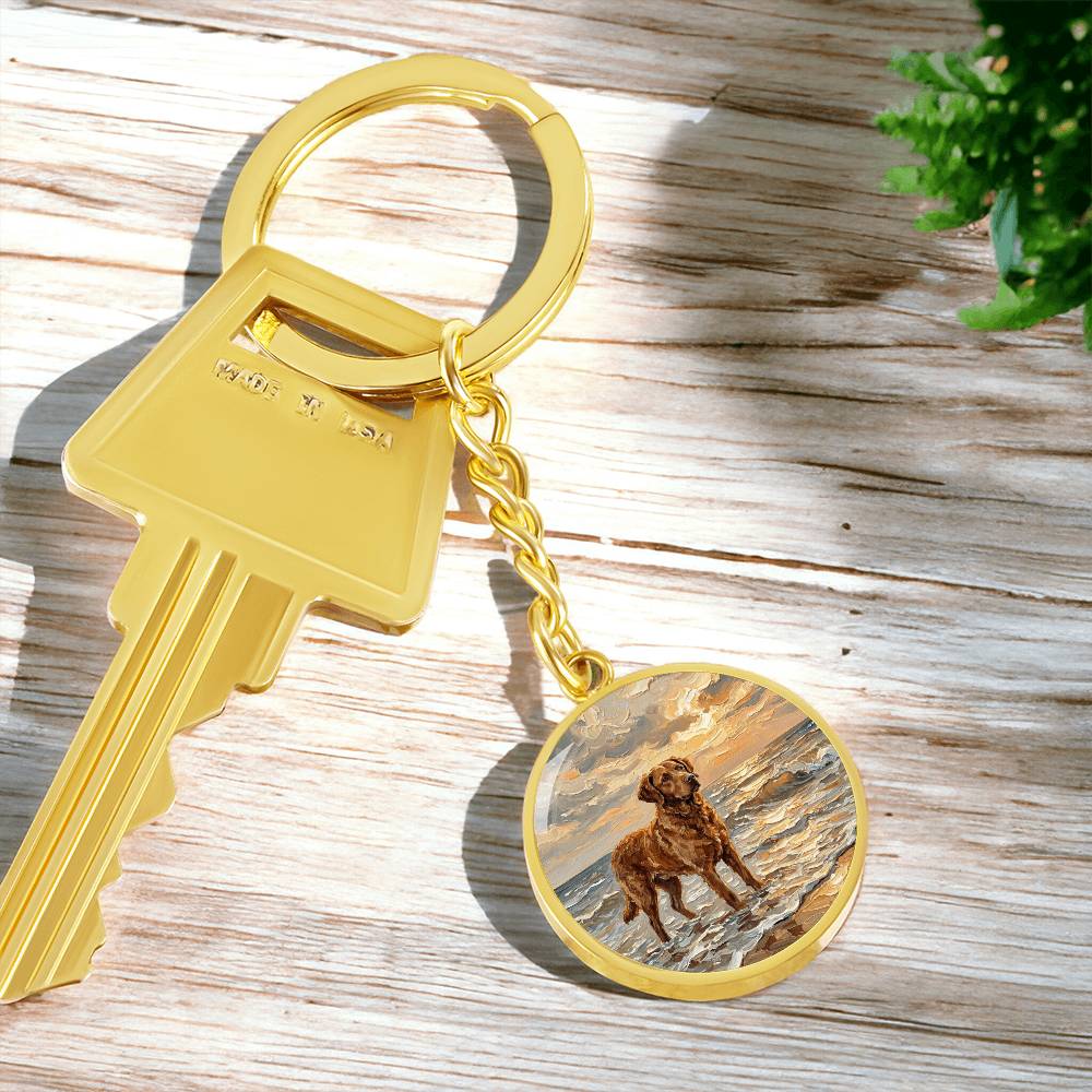 Beach Day - Chesapeake Bay Retriever Round Keychain