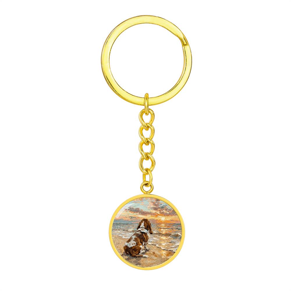Beach Days - Basset Hound Round Keychain