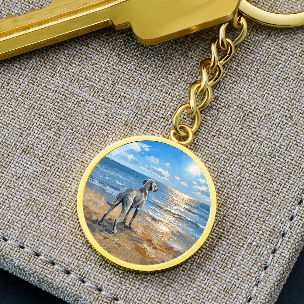 Beach Day - Weimaraner Round Keychain