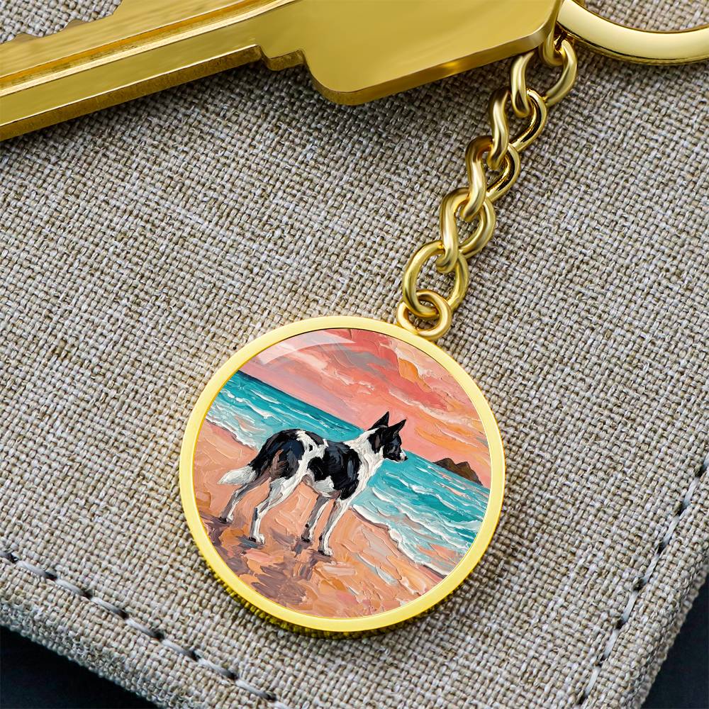 Beach Day - Canaan Dog Round Keychain