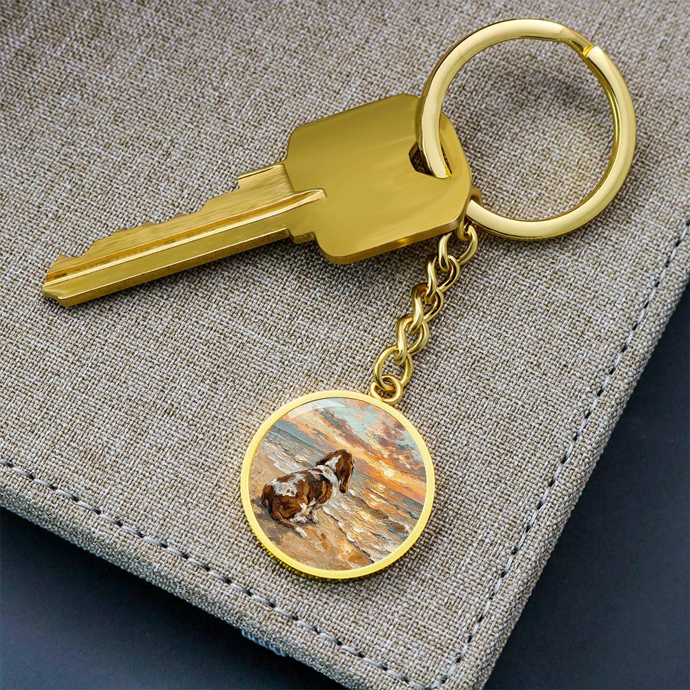 Beach Days - Basset Hound Round Keychain
