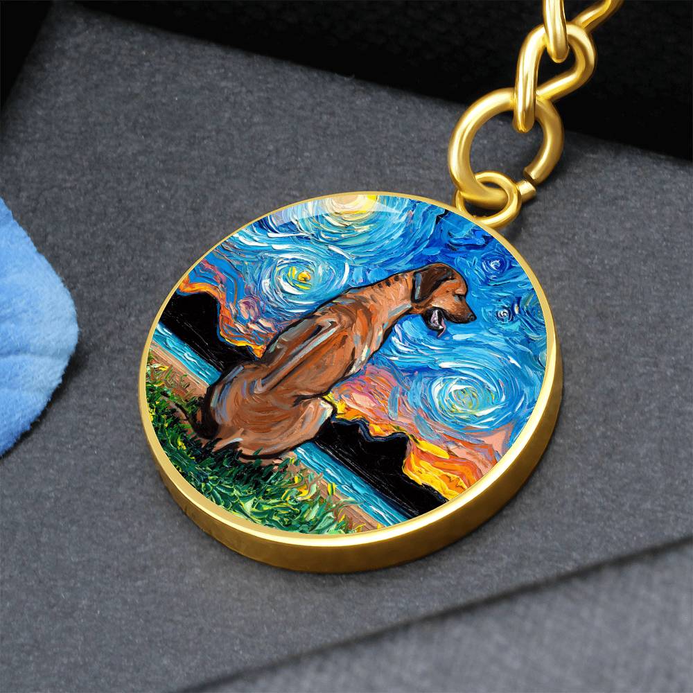 Rhodesian Ridgeback Starry Night Round Keychain