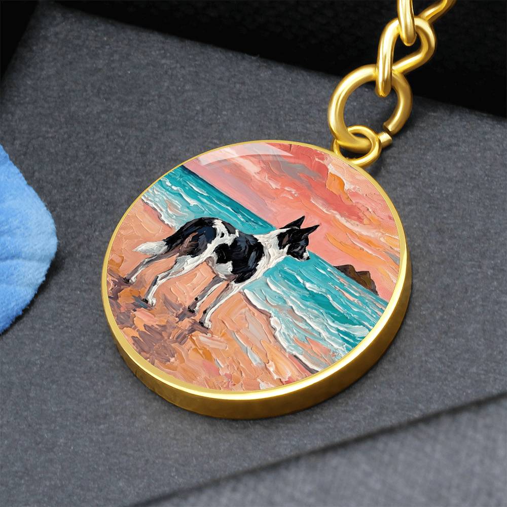 Beach Day - Canaan Dog Round Keychain