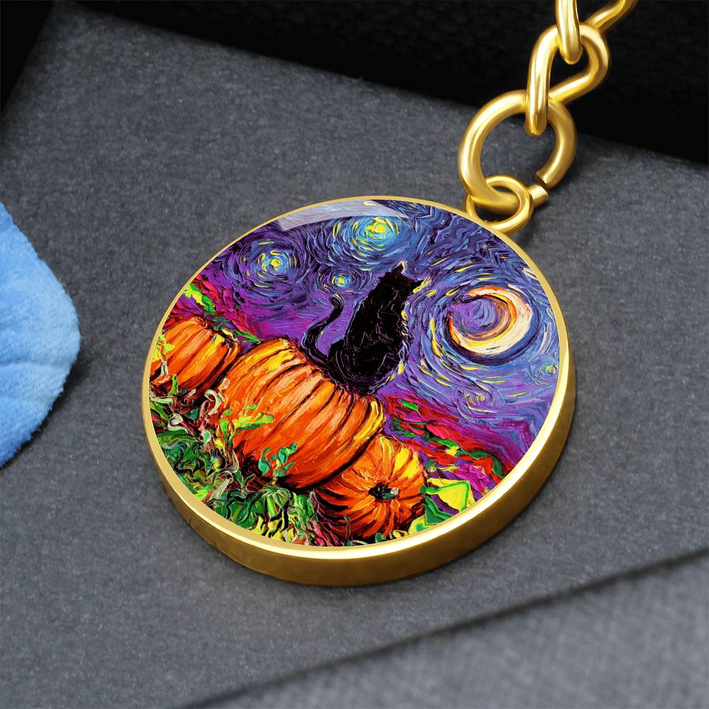 Starry Hallow's Eve Round Keychain