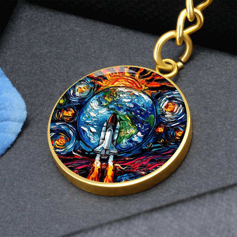 Beyond the Horizon Starry Night Round Keychain