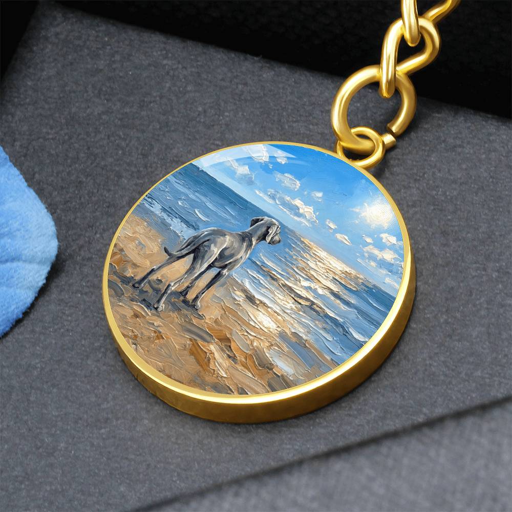 Beach Day - Weimaraner Round Keychain