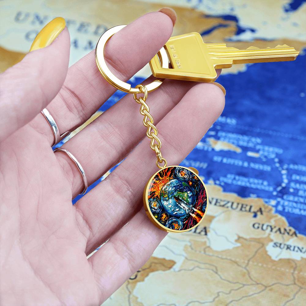Beyond the Horizon Starry Night Round Keychain