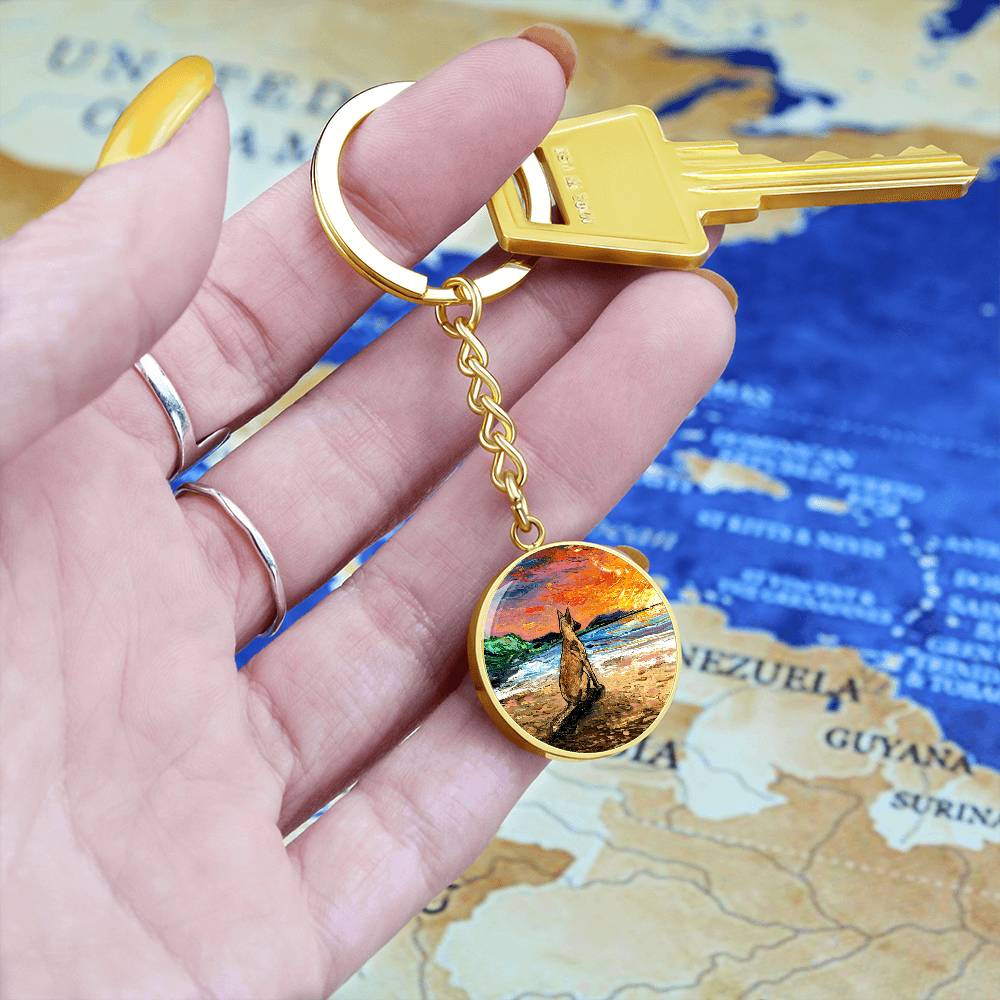 Beach Days - Belgian Malinois Round Keychain